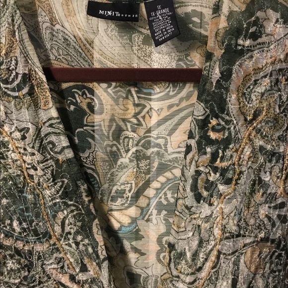 Batwing sheer blouse with drawstring waist - Picture 1 of 6